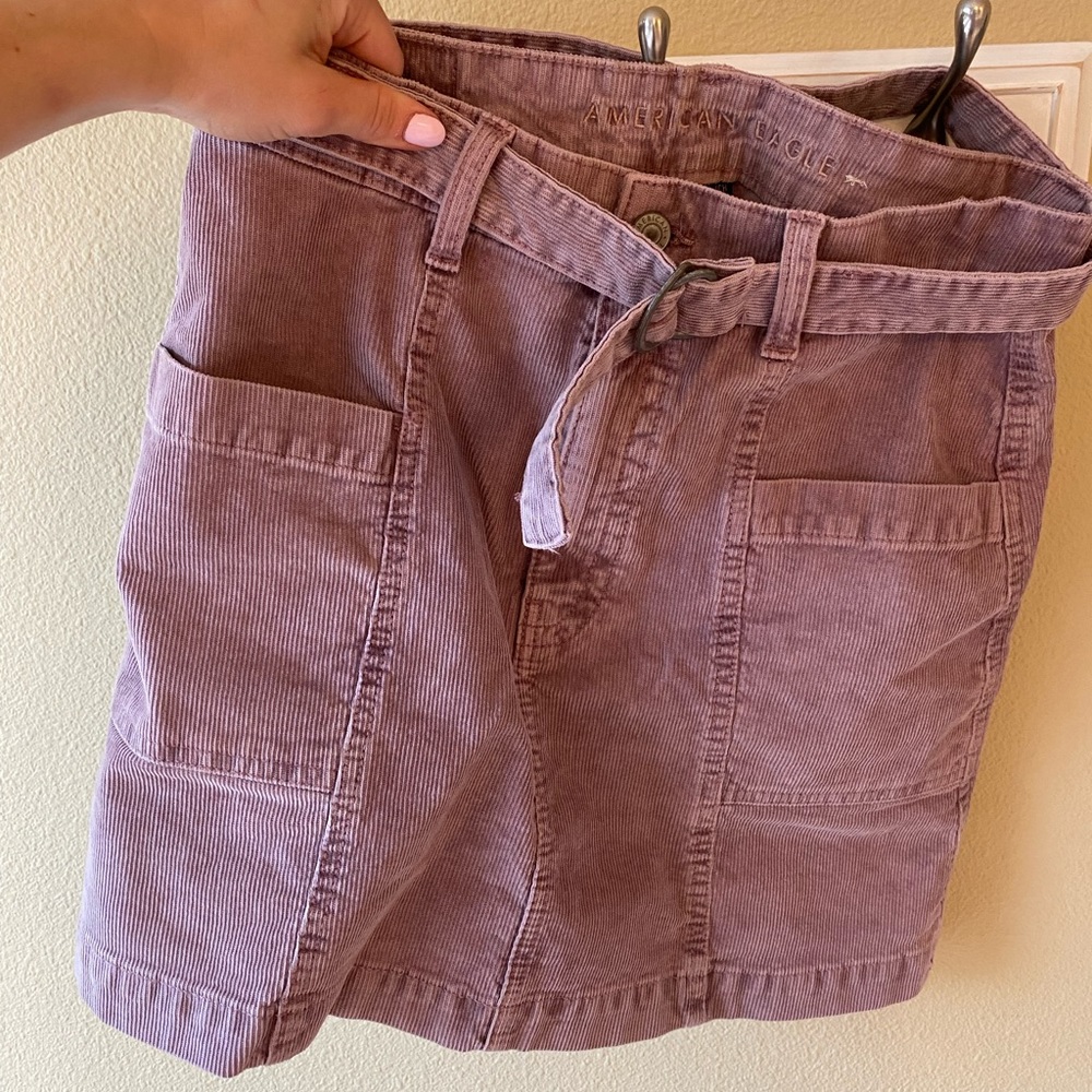 Corduroy purple skirt.